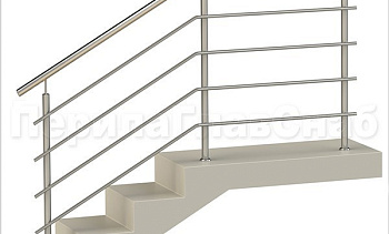 Четыре ригеля на сварке, круглый поручень и круглые стойки для крыльца в Тюмени. Готовые проекты ПерилаГлавСнаб