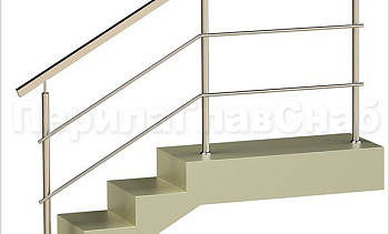 Два ригеля на сварке, квадратный поручень и круглые стойки в Тюмени. Готовые проекты ПерилаГлавСнаб