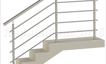 Четыре ригеля на держателях, квадратный поручень и круглые стойки в Тюмени. Готовые проекты ПерилаГлавСнаб