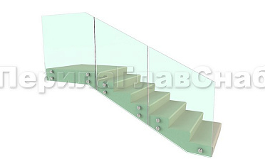 Ограждение для лестницы на несущем стекле с точечным креплением в торец для крыльца купить в Тюмени