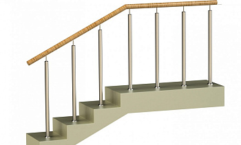 Ограждения со стойками в каждую ступень с пластиковым поручнем без ригелей в Тюмени. Готовые проекты ПерилаГлавСнаб Ограждения со стойками в каждую ступень с пластиковым поручнем без ригелей в Тюмени. Готовые проекты ПерилаГлавСнаб