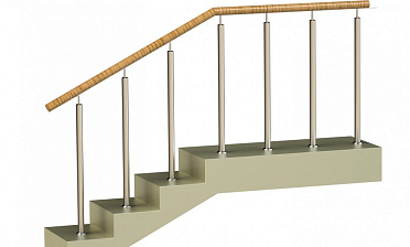 Ограждения со стойками в каждую ступень с пластиковым поручнем без ригелей купить в Тюмени