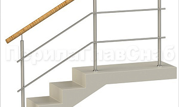 Два ригеля на сварке, круглый пластиковый поручень и круглые стойки в Тюмени. Готовые проекты ПерилаГлавСнаб