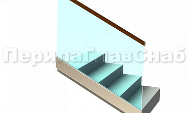 Ограждение с деревянным поручнем на профиле на лестнице купить в Тюмени