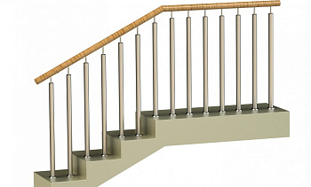 Ограждения с двумя стойками в каждую ступень с пластиковым поручнем и без ригелей в Тюмени. Готовые проекты ПерилаГлавСнаб Ограждения с двумя стойками в каждую ступень с пластиковым поручнем и без ригелей в Тюмени. Готовые проекты ПерилаГлавСнаб