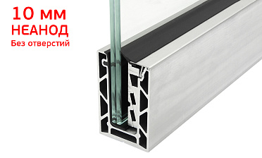 Комплект профиля зажимного для стекла 10мм и 5+5 , без отверстий, НЕАНОД. алюминий 100х60мм, т100-4-10  купить в Тюмени