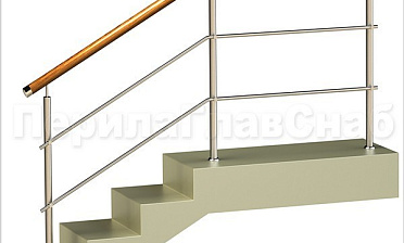 Два ригеля на держателях, круглый деревянный поручень и круглые стойки купить в Тюмени