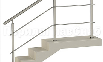 Два ригеля на сварке, круглый поручень и квадратные стойки в Тюмени. Готовые проекты ПерилаГлавСнаб