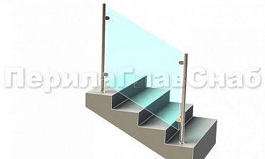 Ограждения лестницы без поручня с зажимными стеклодержателями и стойками купить в Тюмени
