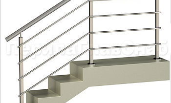 Четыре ригеля на сварке, круглый поручень и квадратные стойки в Тюмени. Готовые проекты ПерилаГлавСнаб