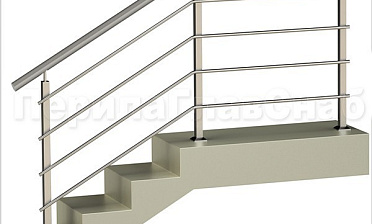 Четыре ригеля на сварке, круглый поручень и квадратные стойки купить в Тюмени