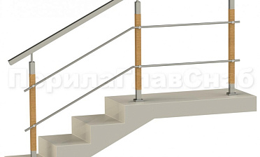 Два ригеля на держателях, квадратный поручень и квадратные деревянные стойки купить в Тюмени