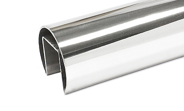 Труба Ø42.4 мм, с пазом 24х24, тройная полировка 800GRIT, (AISI 201) k820 купить в Тюмени Труба Ø42.4 мм, с пазом 24х24, тройная полировка 800GRIT, (AISI 201) k820 купить в Тюмени