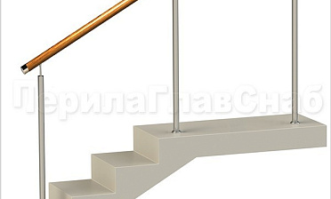 Нержавеющие ограждения без ригелей с деревянным поручнем купить в Тюмени