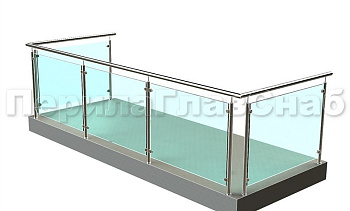 Ограждение из нержавеющей стали со стеклами для балкона в Тюмени. Готовые проекты ПерилаГлавСнаб Ограждение из нержавеющей стали со стеклами для балкона в Тюмени. Готовые проекты ПерилаГлавСнаб