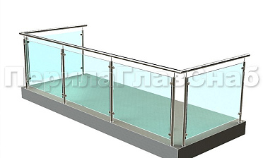 Ограждение из нержавеющей стали со стеклами для балкона купить в Тюмени
