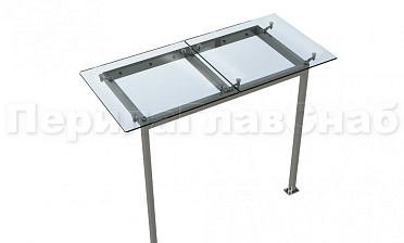 Стеклянный козырек на прямом каркасе со стойками купить в Тюмени