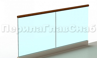 Ограждение с деревянным поручнем на профиле купить в Тюмени