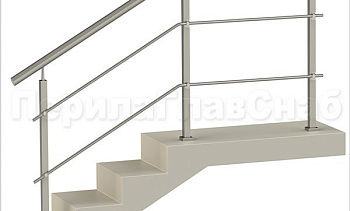 Два ригеля на держателях, круглый поручень и квадратные стойки в Тюмени. Готовые проекты ПерилаГлавСнаб