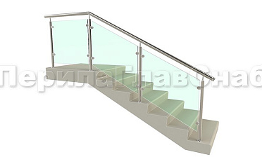 Ограждение для лестницы из нержавейки с зажимными стеклодержателями для крыльца купить в Тюмени
