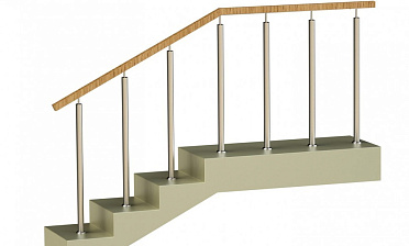 Ограждения со стойками в каждую ступень с квадратным деревянным поручнем без ригелей купить в Тюмени