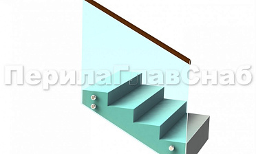 Ограждение с деревянным поручнем на точечном креплении на лестнице купить в Тюмени