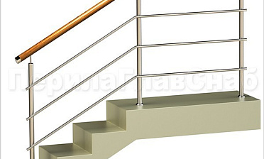 Три ригеля на сварке, круглый деревянный поручень и круглые стойки купить в Тюмени