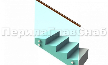 Ограждение с квадратным деревянным поручнем на точечном креплении на лестнице купить в Тюмени