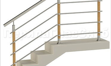 Четыре ригеля на держателях, квадратный поручень и стойки с деревянными вставками купить в Тюмени