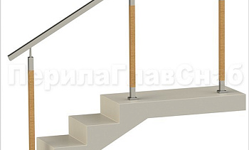 Нержавеющие ограждения без ригелей с квадратным поручнем и стойками с деревянными вставками в Тюмени. Готовые проекты ПерилаГлавСнаб Нержавеющие ограждения без ригелей с квадратным поручнем и стойками с деревянными вставками в Тюмени. Готовые проекты ПерилаГлавСнаб