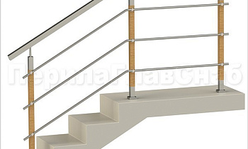 Три ригеля на держателях, квадратные поручень и деревянные стойки в Тюмени. Готовые проекты ПерилаГлавСнаб Три ригеля на держателях, квадратные поручень и деревянные стойки в Тюмени. Готовые проекты ПерилаГлавСнаб