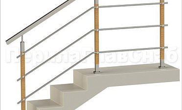 Три ригеля на держателях, квадратные поручень и деревянные стойки купить в Тюмени