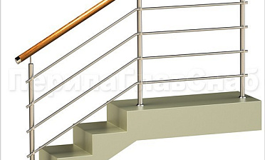 Четыре ригеля на держателях, круглый деревянный поручень и круглые стойки купить в Тюмени