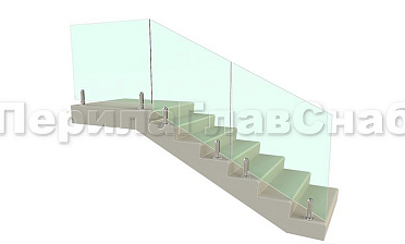 Цельностеклянное лестничное ограждение на министойках из нержавеющей стали для крыльца купить в Тюмени