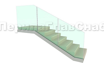 Цельностеклянное ограждение на зажимном алюминиевом профиле для крыльца в Тюмени. Готовые проекты ПерилаГлавСнаб Цельностеклянное ограждение на зажимном алюминиевом профиле для крыльца в Тюмени. Готовые проекты ПерилаГлавСнаб