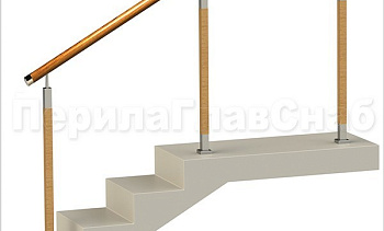 Нержавеющие ограждения без ригелей с круглым деревянным поручнем и стойками с деревянными вставками в Тюмени. Готовые проекты ПерилаГлавСнаб Нержавеющие ограждения без ригелей с круглым деревянным поручнем и стойками с деревянными вставками в Тюмени. Готовые проекты ПерилаГлавСнаб