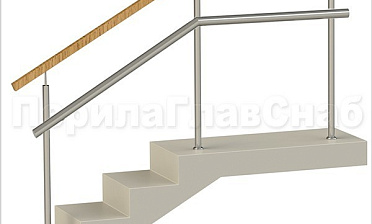 Ограждения с квадратным деревянным поручнем и дополнительным поручнем без ригелей купить в Тюмени