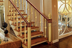 Латунные перила под золото в Тюмени. Готовые проекты ПерилаГлавСнаб - фото 7