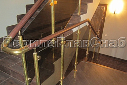 Латунные перила под золото в Тюмени. Готовые проекты ПерилаГлавСнаб - фото 14